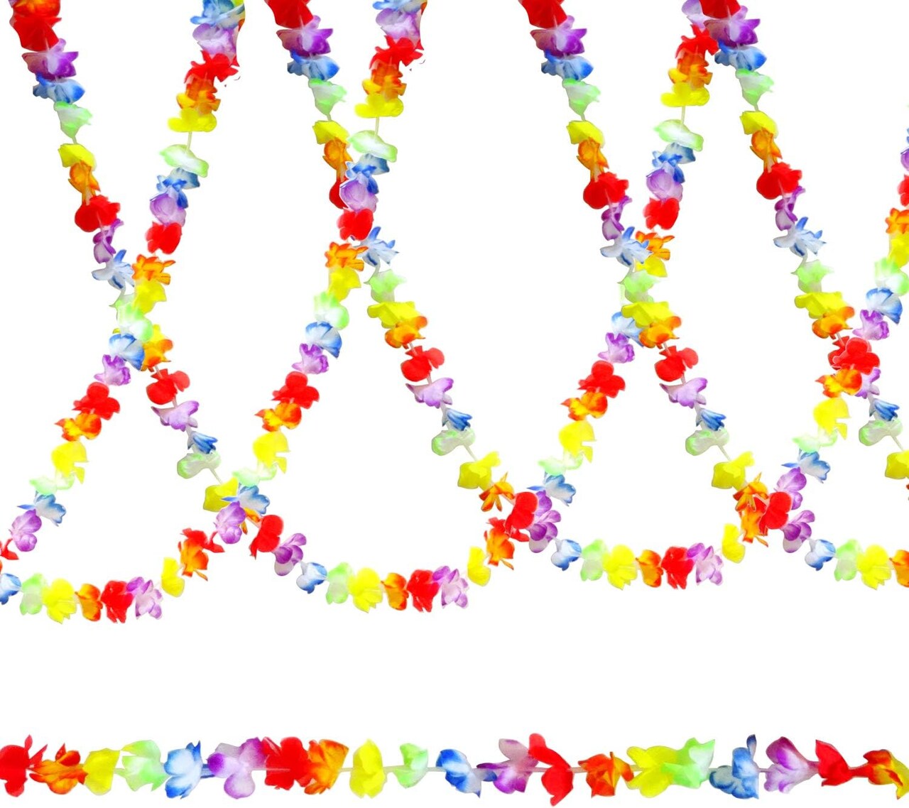 32ft Multicolor Flower Leaves Banner Tropical Hawaiian Flower Lei Garland for Party Decorations